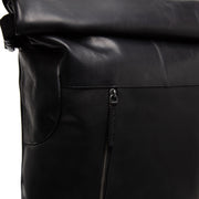 Liverpool Full-Grain Leather Roll-top Backpack pour Femme - Structured Side Profile Showing Gusset Depth &amp; Expansion Capacity