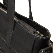 Alicante Full-Grain Leather Shopper pour Femme - Structured Side Profile Showing Gusset Depth &amp; Expansion Capacity
