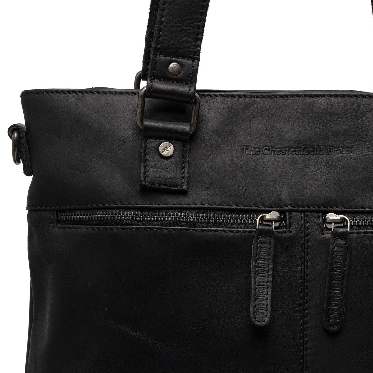 Solid Antique Brass Hardware &amp; Heavy-Duty Dual Zipper Detail on Rome Full-Grain Leather Shopper pour Femme