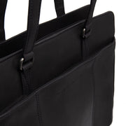 Fidenza Full-Grain Leather Shoulder Bag pour Femme - Structured Side Profile Showing Gusset Depth &amp; Expansion Capacity