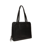 Flint Full-Grain Leather Shoulder Bag pour Femme in Classic 100% Full-Grain Leather - Full Exterior Front Profile View | Acheter en ligne