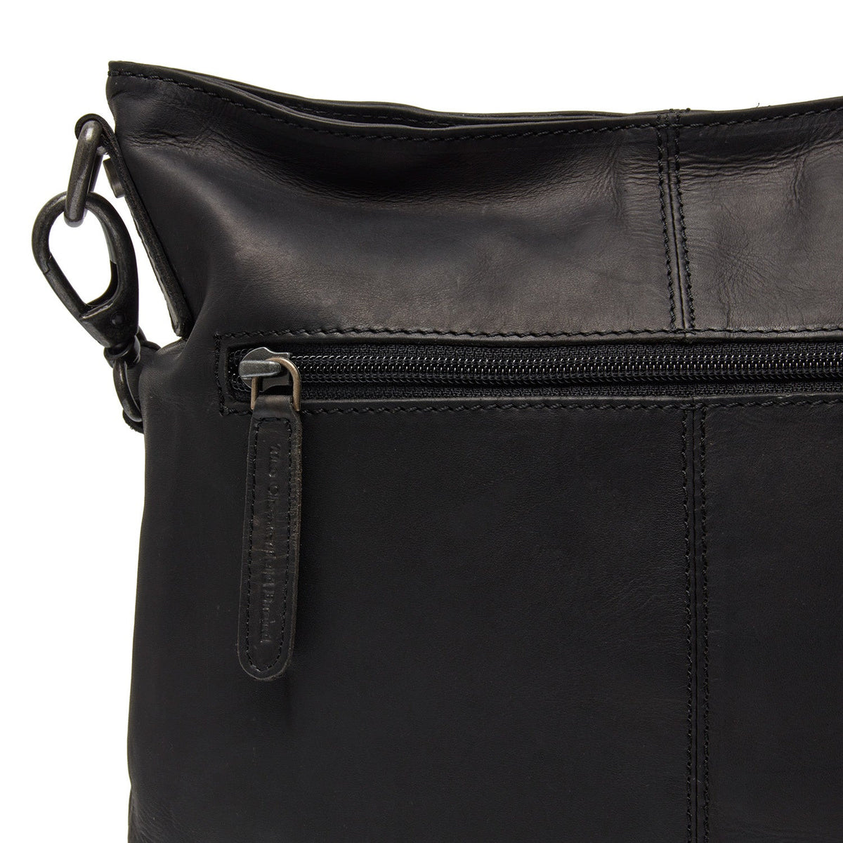 Solid Antique Brass Hardware &amp; Heavy-Duty Dual Zipper Detail on Jen Full-Grain Leather Shoulder Bag pour Femme