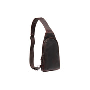 Brown Leather Sling Bag Bowey pour Femme, front view