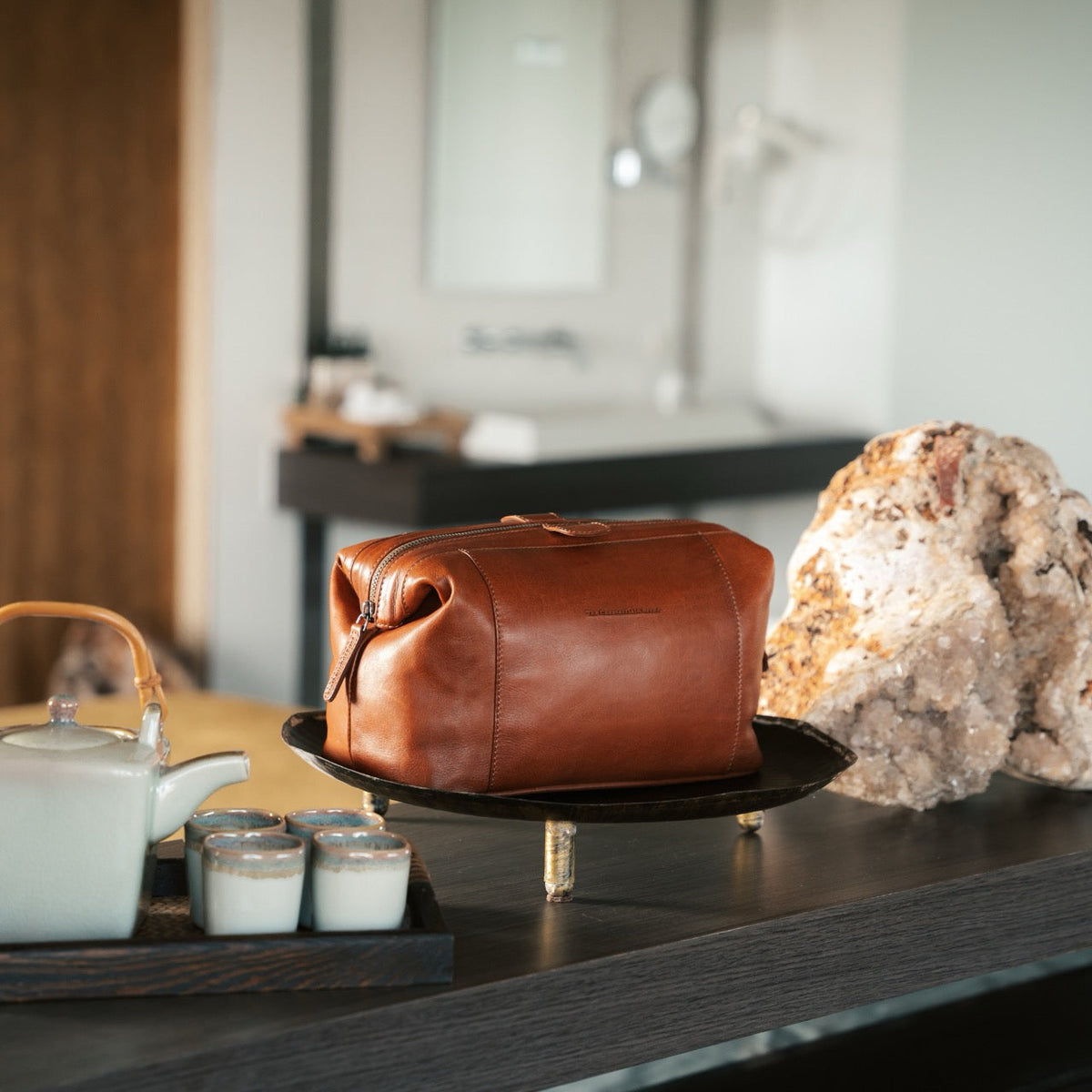 
Biassa Trousse de toilette en cuir pleine fleur – alternate product view 3