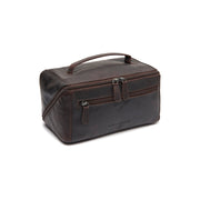 Styled Fit Perspective of Elmia Full-Grain Leather Toiletry Bag pour Femme on Model - Natural Daylight Drape
