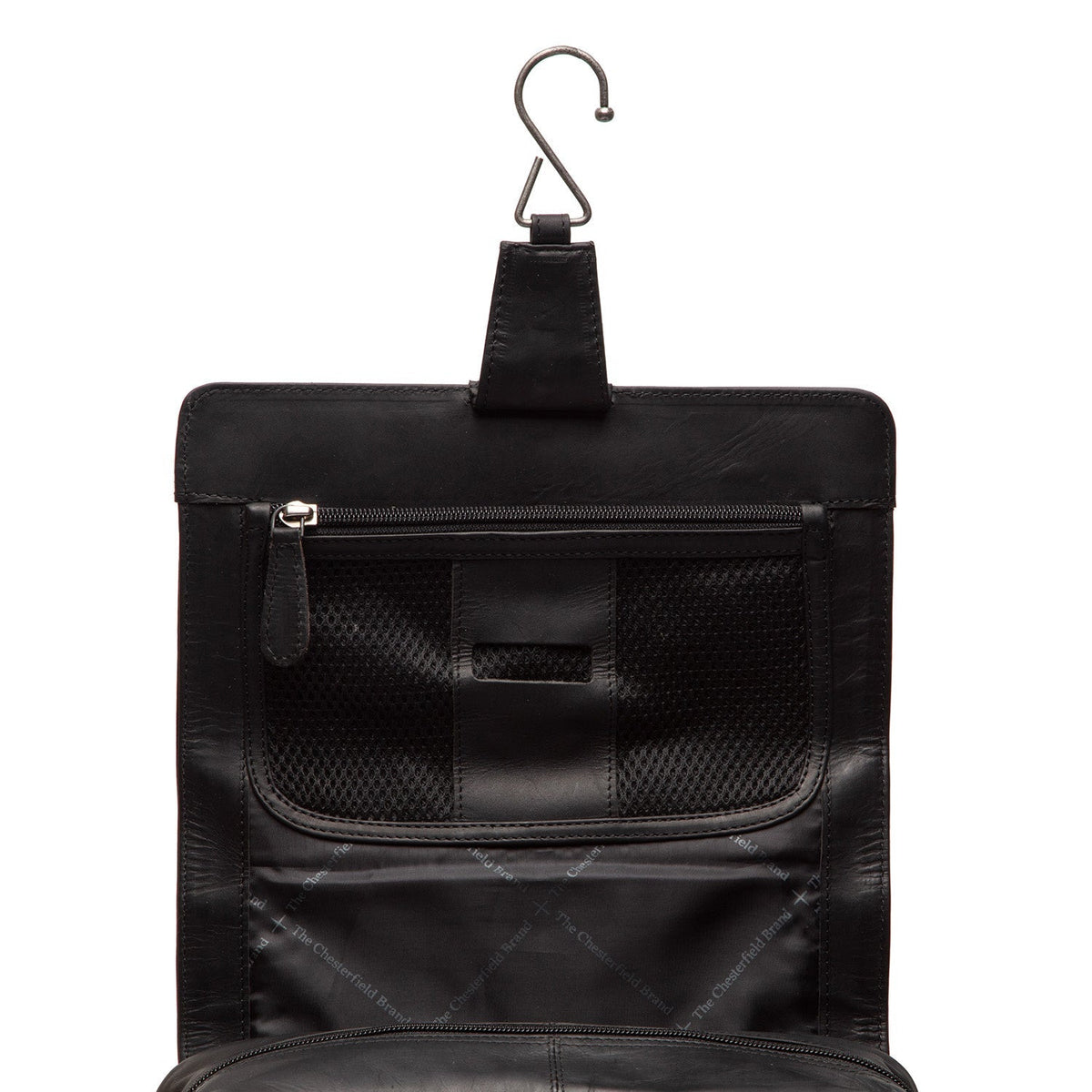 Vue détaillée of Classic Collar &amp; Heavy-Duty Zipper Hardware on Rosario Full-Grain Leather Toiletry Bag pour Femme