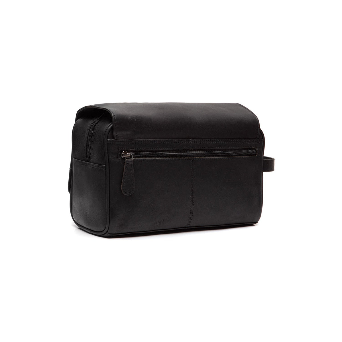 Tailored Rib Cuffs &amp; Hem Craftsmanship Construction Detail on Rosario Full-Grain Leather Toiletry Bag pour Femme