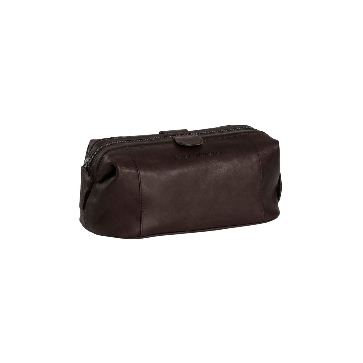 Tailored Rib Cuffs &amp; Hem Craftsmanship Construction Detail on Vince Full-Grain Leather Toiletry Bag pour Femme