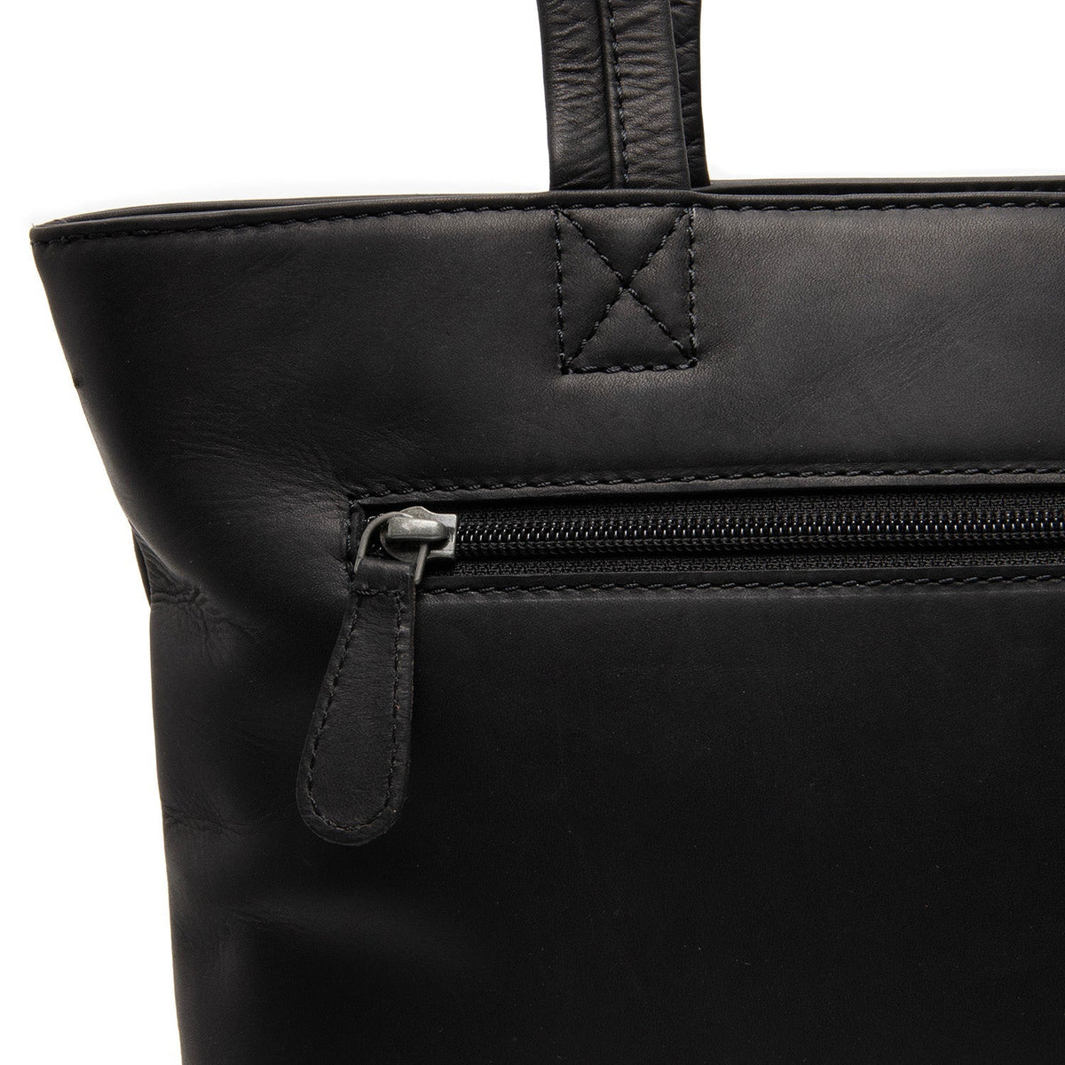 Alveron Full-Grain Leather Tote Bag - Structured Side Profile Showing Gusset Depth & Expansion Capacity