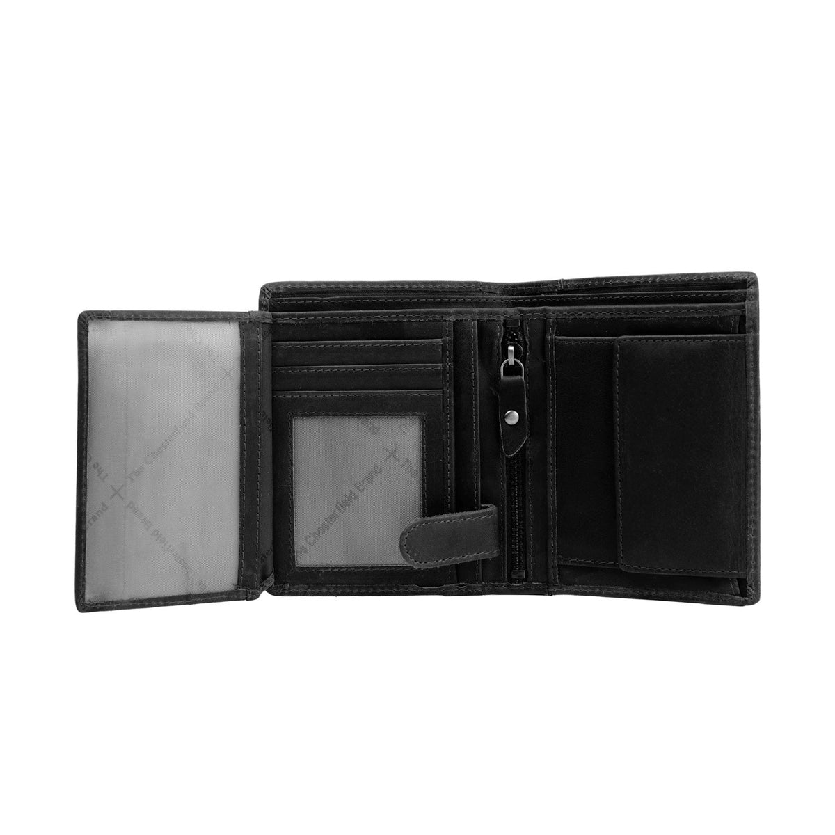 Classic 100% Full-Grain leather Wallet - Rear Perspective Showing Reinforced Leather Straps &amp; Stitching