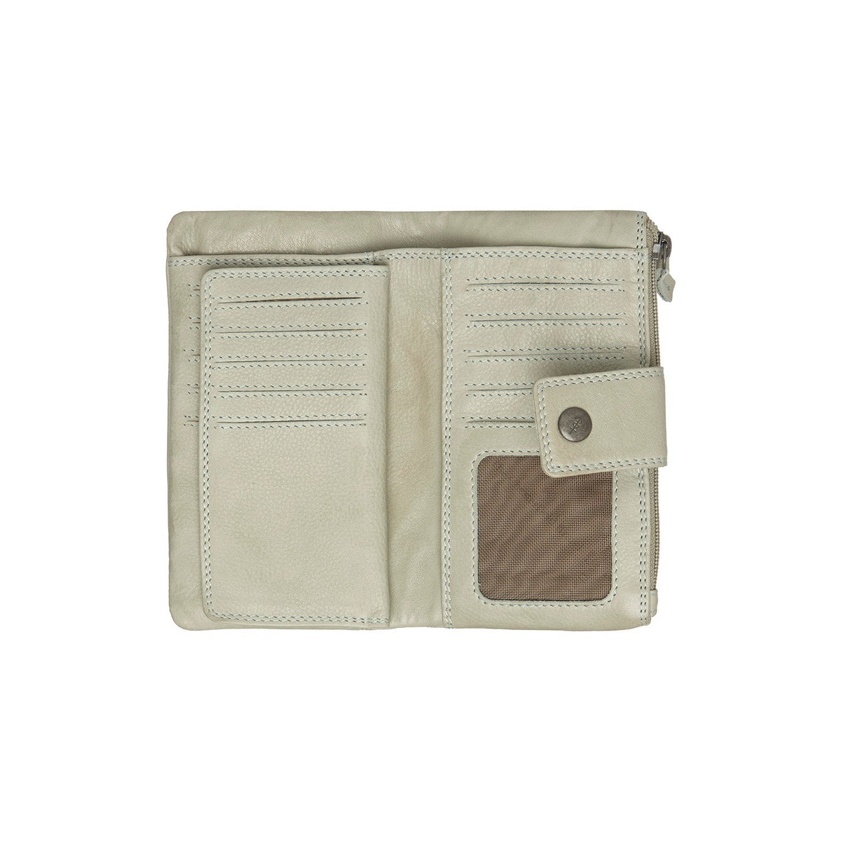 Solid Antique Brass Hardware &amp; Heavy-Duty Dual Zipper Detail on Fresno Full-Grain Portefeuille en Cuir pour Femme