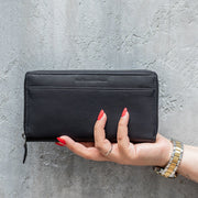Classic 100% Full-Grain leather Wallet - Rear Perspective Showing Reinforced Leather Straps &amp; Stitching
