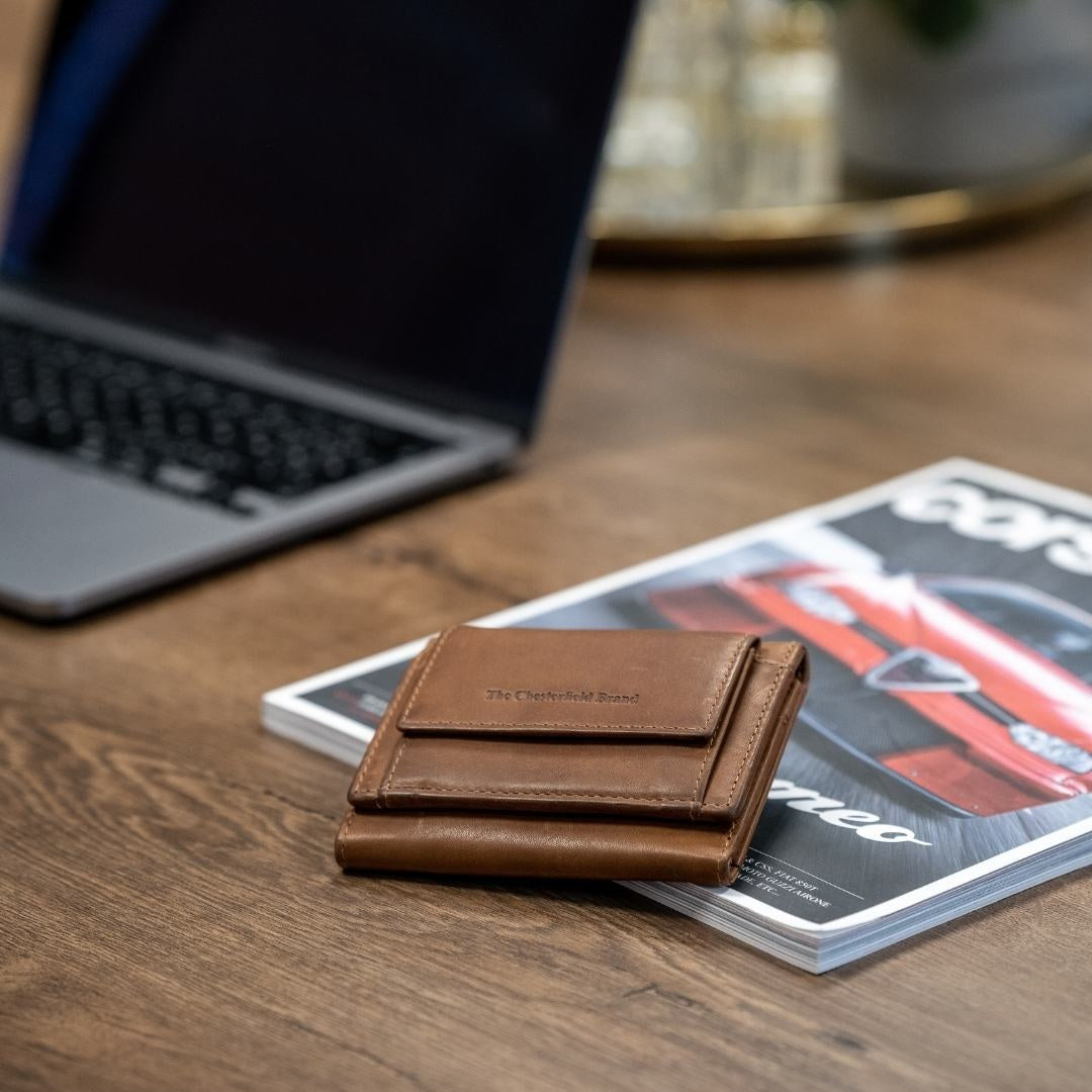 Classic 100% Full-Grain leather Wallet - Rear Perspective Showing Reinforced Leather Straps &amp; Stitching