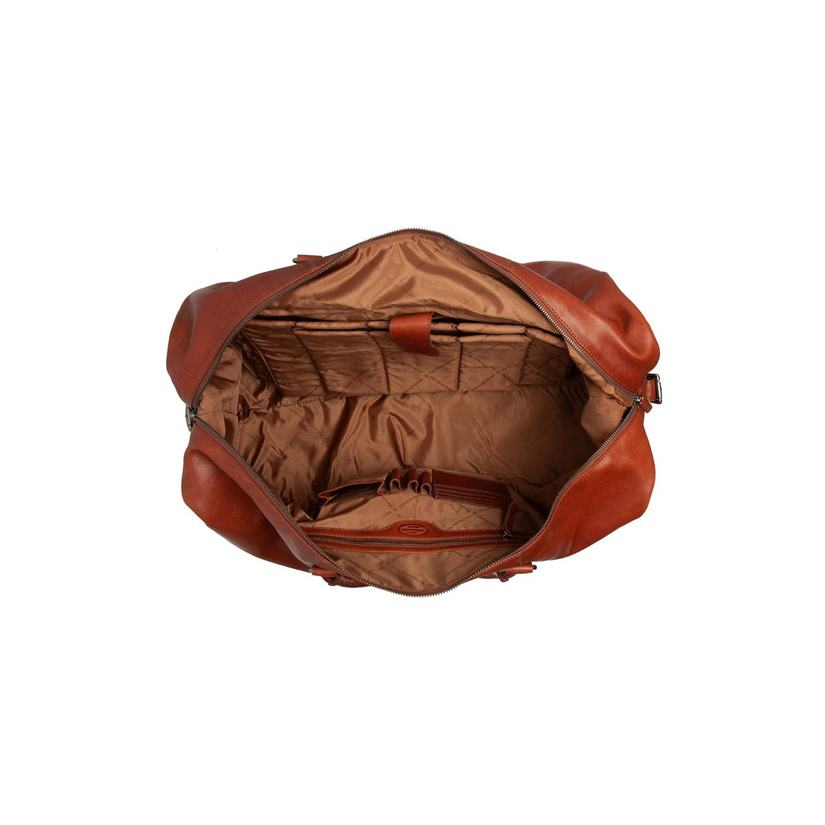 
Solid Antique Brass Hardware & Heavy-Duty Dual Zipper Detail on Cavoli Sac week-end en cuir pleine fleur