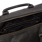 Solid Antique Brass Hardware &amp; Heavy-Duty Dual Zipper Detail on Portsmouth Full-Grain Leather Weekender Bag pour Femme