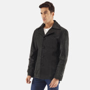 Black Cowhide leather Blazer - Vue de dos avec coupe ajustée aux épaules &amp; ourlet soigné