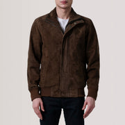 Lester Marron Suede Blouson Bomber en Cuir pour Homme – Vue produit alternative 3