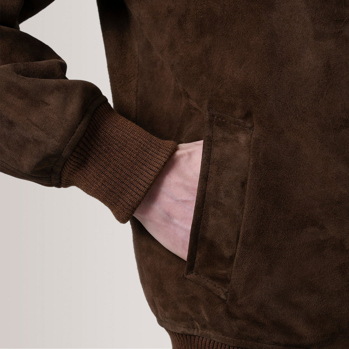Lester Marron Suede Blouson Bomber en Cuir pour Homme – Vue produit alternative 6