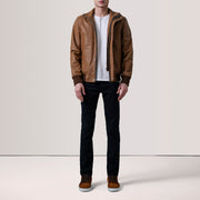 Lester Marron Suede Blouson Bomber en Cuir pour Homme – Vue produit alternative 2