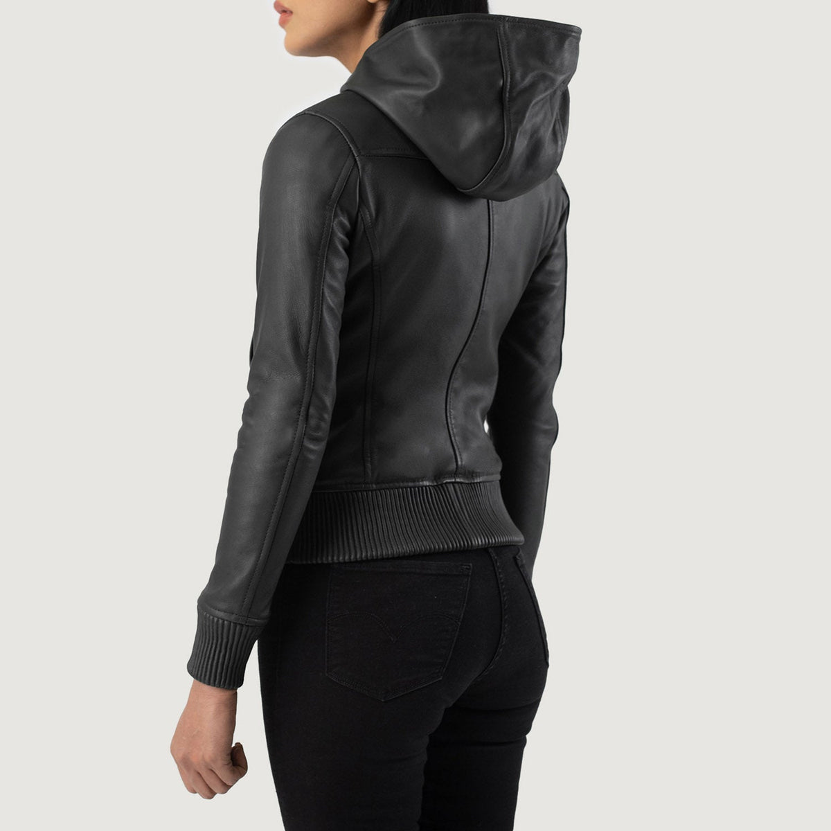 
Luna Hooded Blouson Bombardier en Cuir pour Femme – alternate product view 5