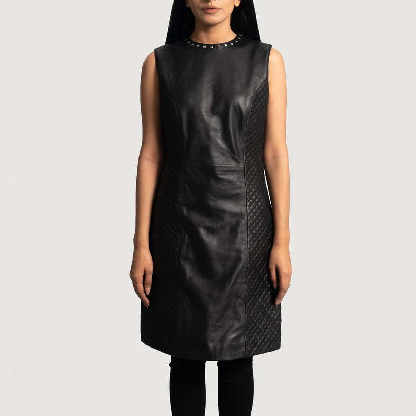Luxe Noir Leather Dress pour Femme