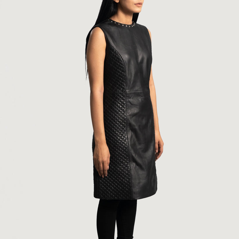 Luxe Noir Leather Dress pour Femme
