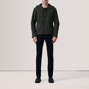 Olive Waxed Cotton Canvas Hooded Jacket - Vue de dos avec coupe ajustée aux épaules &amp; ourlet soigné