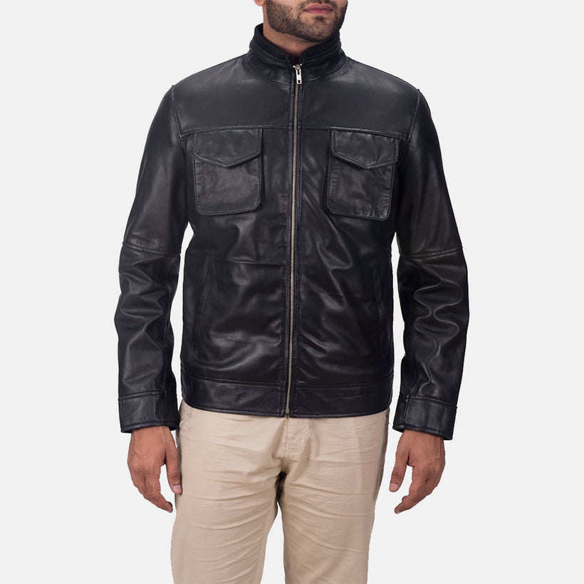 Maurice Noir Veste en Cuir pour Homme