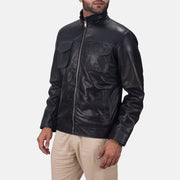 Black Sheepskin leather Jacket - Vue de dos avec coupe ajustée aux épaules &amp; ourlet soigné