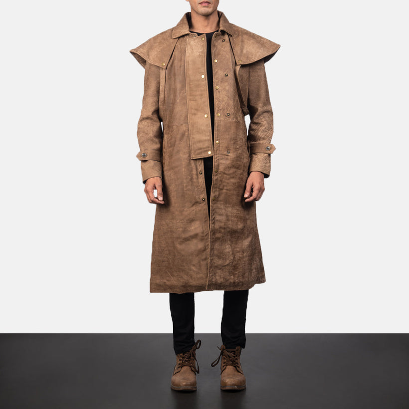 Maverick Marron Leather Duster pour Homme