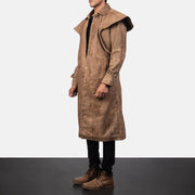 Distressed Brown Sheepskin Snuffed Suede Jacket - Vue de dos avec coupe ajustée aux épaules &amp; ourlet soigné