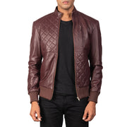 Rib Knit &amp; Hem Craftsmanship Construction Detail on Moda Black Leather Bomber Jacket