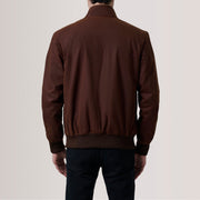 
Vue détaillée of Snap Button & Zipper Hardware on Morrison Marron Canvas Blouson Bombardier en Cuir pour Homme For Men