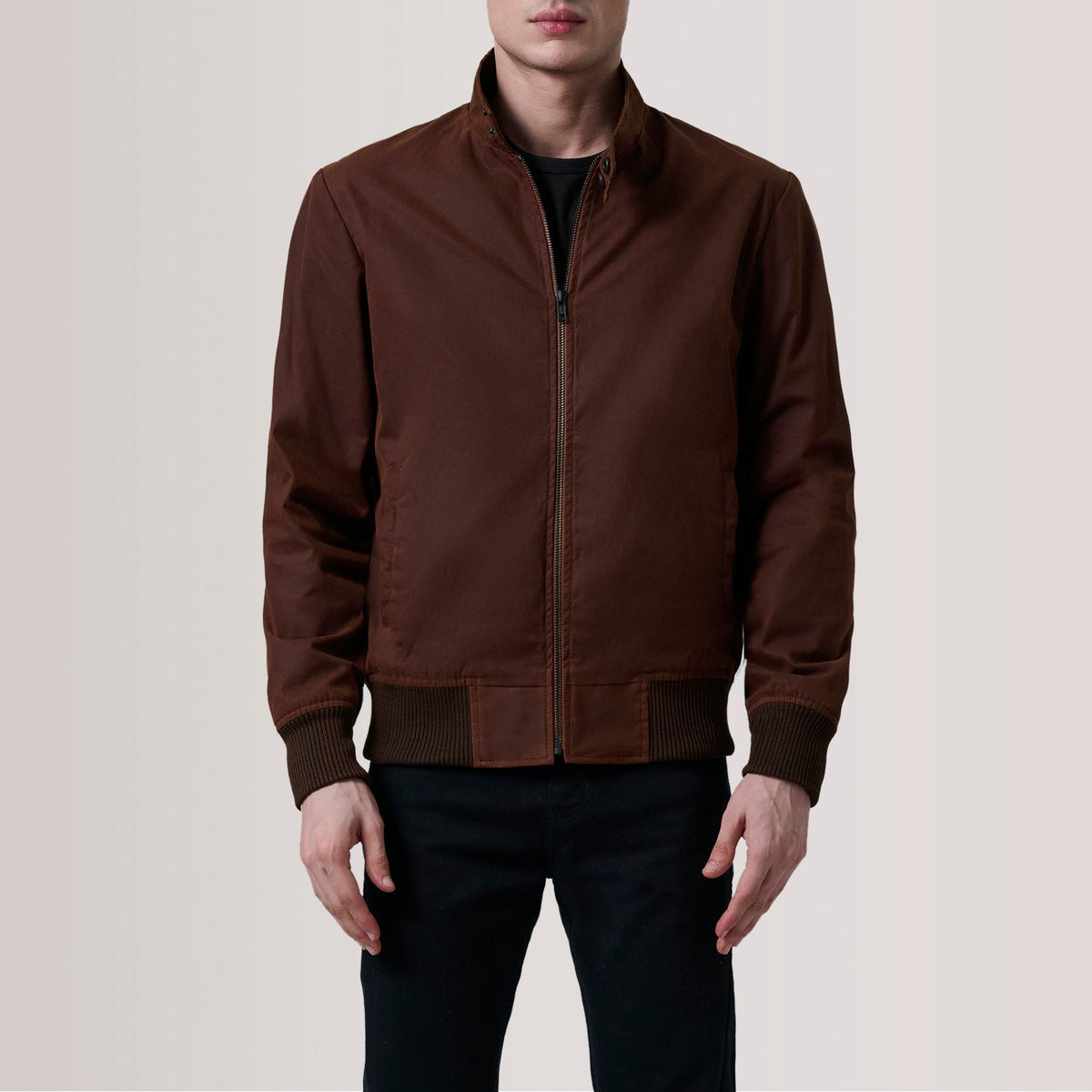 
Authentic Waxed Cotton Canvas Grain Texture & Heavy-Duty Seam Stitching Detail