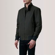 Morrison Olive Canvas Blouson Bomber en Cuir pour Homme For Men - Vue de profil avec coupe de manche ergonomique