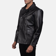 
Black Cowhide leather Blazer - Vue arrière montrant la carrure ajustée et l'ourlet net