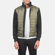 
Nashville Matelassé Vert Windbreaker Veste en Cuir pour Homme in Green & Black Nylon (Torso) &Amp; Knitted Fabric (Sleeves) - Vue de face & silhouette ajustée | Acheter en ligne