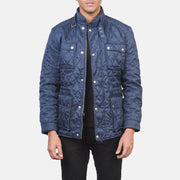 Men's Nelson Quilted Blue Windbreaker Jacket in Blue Nylon - Vue de face &amp; silhouette ajustée | Acheter en ligne