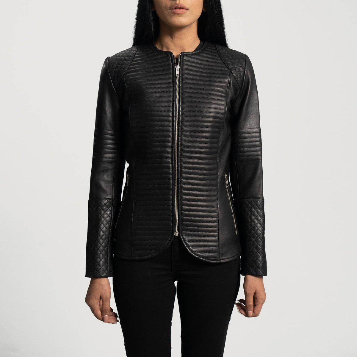 Nexi Matelassé Veste en Cuir pour Femme – Vue produit alternative 4
