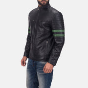Black Cowhide Leather Biker Jacket - Vue de dos avec coupe ajustée aux épaules &amp; ourlet soigné