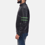 Night Trooper Veste en Cuir pour Homme - Vue de profil avec coupe de manche ergonomique