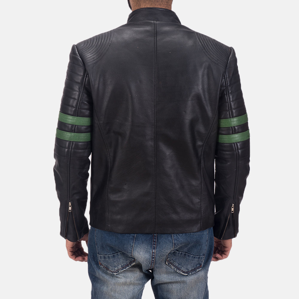 Vue détaillée of Band &amp; Zipper Hardware on Night Trooper Veste en Cuir pour Homme