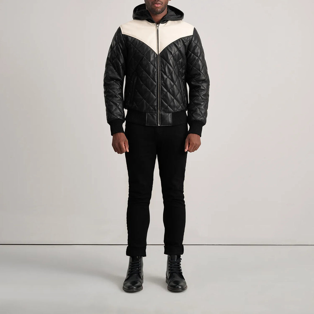 Norman Tan Hooded Bomber Leather Puffer Jacket - Vue de profil avec coupe de manche ergonomique