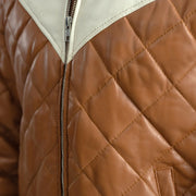 Norman Veste en Cuir Camel Puffer Veste en Cuir pour Homme – Vue produit alternative 6