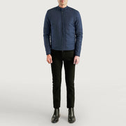Vue détaillée of Snap Button Band &amp; Zipper Hardware on Men's Nyle Matelassé Windbreaker Veste en Cuir pour Homme