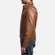 Brown Sheepskin leather Jacket - Vue de dos avec coupe ajustée aux épaules &amp; ourlet soigné