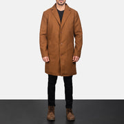 
Petrillo Khaki Wool Single Breasted Manteau en Cuir pour Homme in Khaki Synthetic Wool - Vue de face & silhouette ajustée | Acheter en ligne