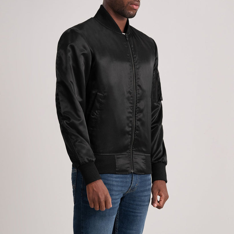 Quinton MA-1 Noir Blouson Bomber en Cuir pour Homme