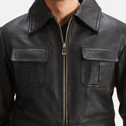 Raven Noir Veste en Cuir pour Homme - Vue de profil avec coupe de manche ergonomique