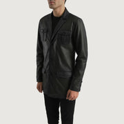 Black Sheepskin leather Blazer - Vue de dos avec coupe ajustée aux épaules &amp; ourlet soigné
